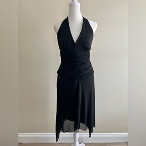 Whimsigoth Witchy Black Halter Ruched Dress Asymmetric Hem Laundry 6